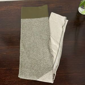 Green and white Aerie seamless leggings
